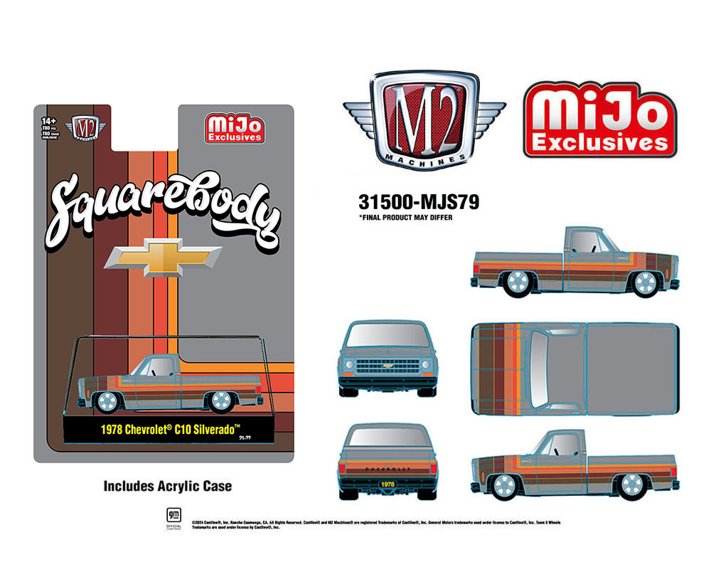 M2 Machines 1978 Chevrolet C10 Silverado Squarebody Pickup Truck Cool Grey Preorder