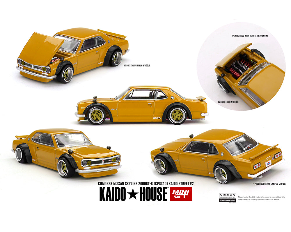 Kaido House Nissan Skyline 2000 GT-R (KPGC10) Kaido Street V2 Yellow KHMG228 Preorder