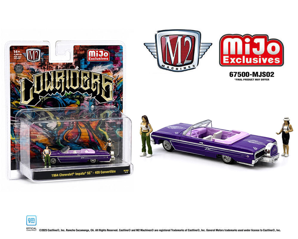 M2 Machines Diorama Lowriders 1964 Chevrolet Impala SS 409 Convertible Purple MJS02 26-09