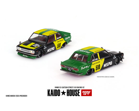 Kaido House x Mini GT 1:64 Black Yellow Datsun Street 510 Racing V2 KHMG131 Preorder