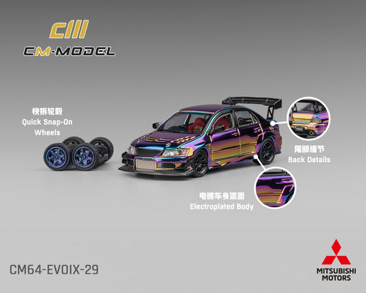 CM Model Mitsubishi Lancer Evolution IX Widebody Chrome Purple Preorder