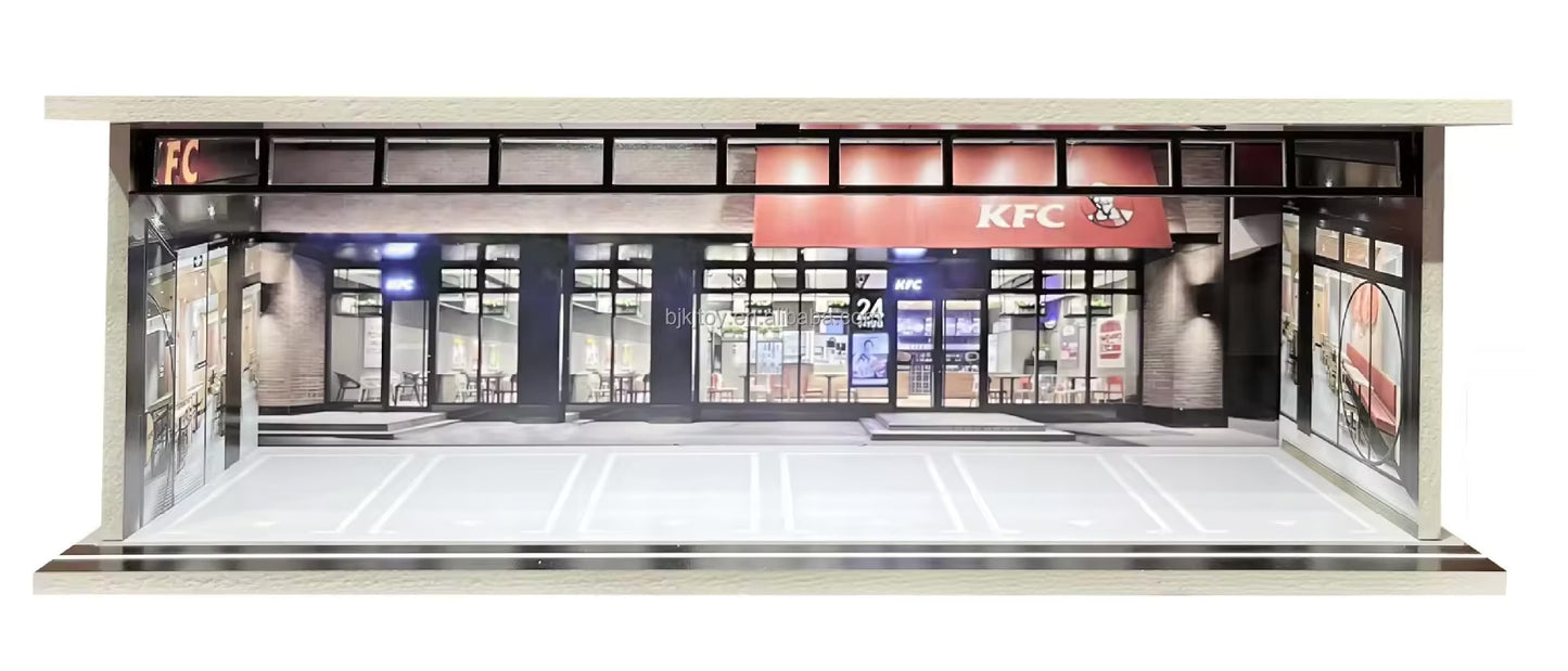 1:64 Scale Acrylic Lighted Diorama Parking Lot & Garage Scenes