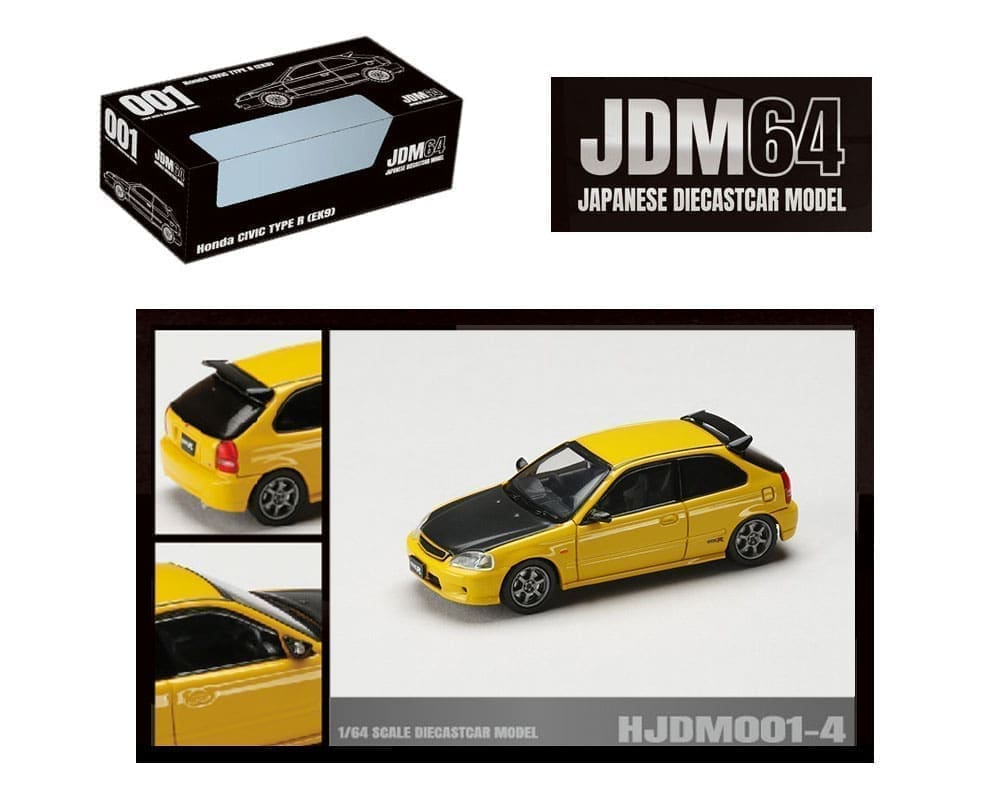 Hobby Japan JDM64 Honda Civic Type R (EK9) – Sunlight Yellow Carbon Hood