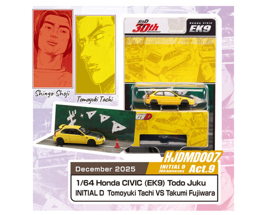 Hobby Japan JDM64 Initial D 30th Anniversary Honda CIVIC (EK9) Todojuku / INITIAL D Tomoyuki Tachi VS Takumi Fujiwara Preorder