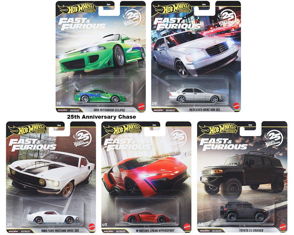 Hot Wheels Premium Fast & Furious 25th Anniversary Set of 5 HNW46-956N