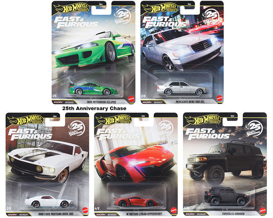 Hot Wheels Premium Fast & Furious 25th Anniversary Set of 5 HNW46-956N
