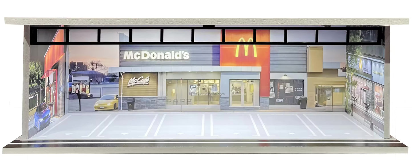 1:64 Scale Acrylic Lighted Diorama Parking Lot & Garage Scenes