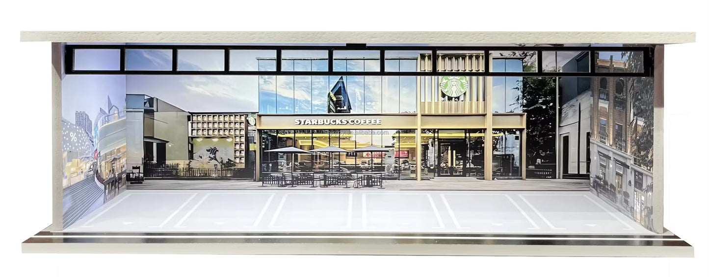 1:64 Scale Acrylic Lighted Diorama Parking Lot & Garage Scenes