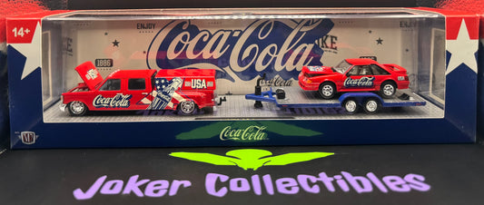 M2 Machines Auto-Haulers Coca-Cola 1990 Ford F-350 Dually Truck & 1988 Ford Mustang GT TW49 26-22