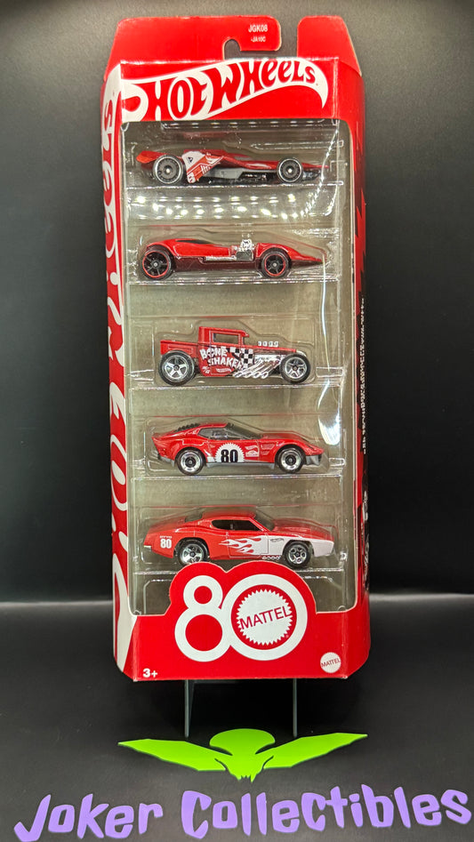 Hot Wheels 5 Pack Mattel 80th Anniversary Bone Shaker El Segundo Coupe Twin Mill Bad to the Blade Custom Otto