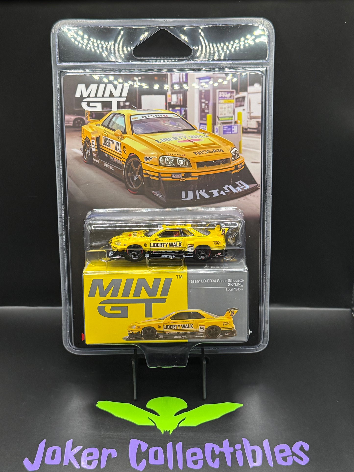 Mini GT #1182 Nissan LB-ER34 Super Silhouette Skyline Sport Yellow