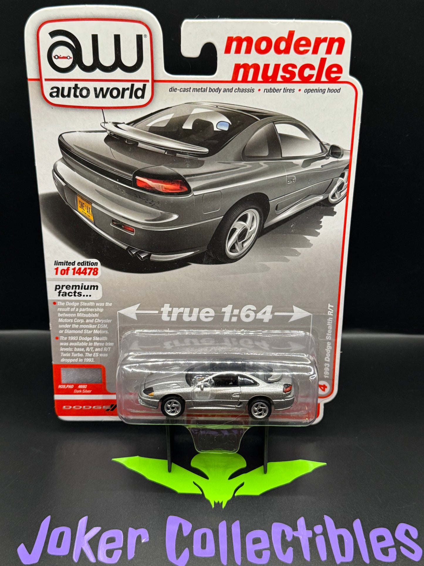 Auto World Modern Muscle 1993 Dodge Stealth R/T Dark Silver #4