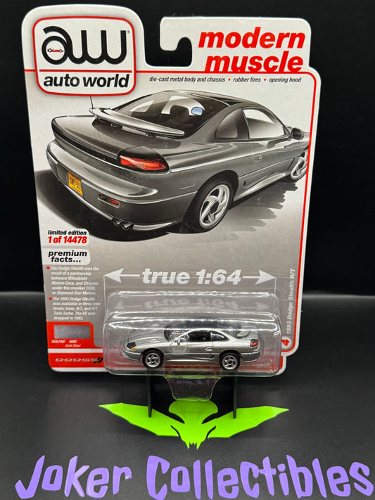 Auto World Modern Muscle 1993 Dodge Stealth R/T Dark Silver #4