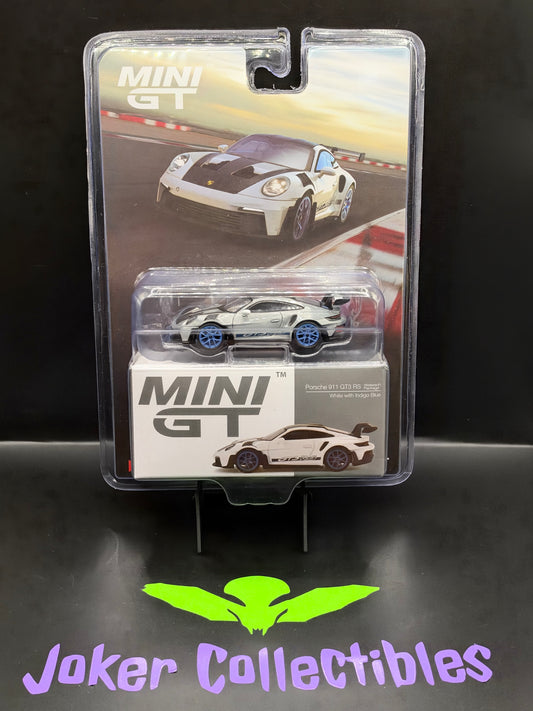 Mini GT Chase #853 Porsche 911 992 GT3 RS Weissach Package White with Indigo Blue