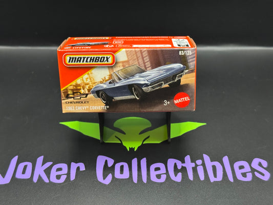 Matchbox Power Grabs 2025 Blue 1963 Chevy Corvette Convertible # 83/125