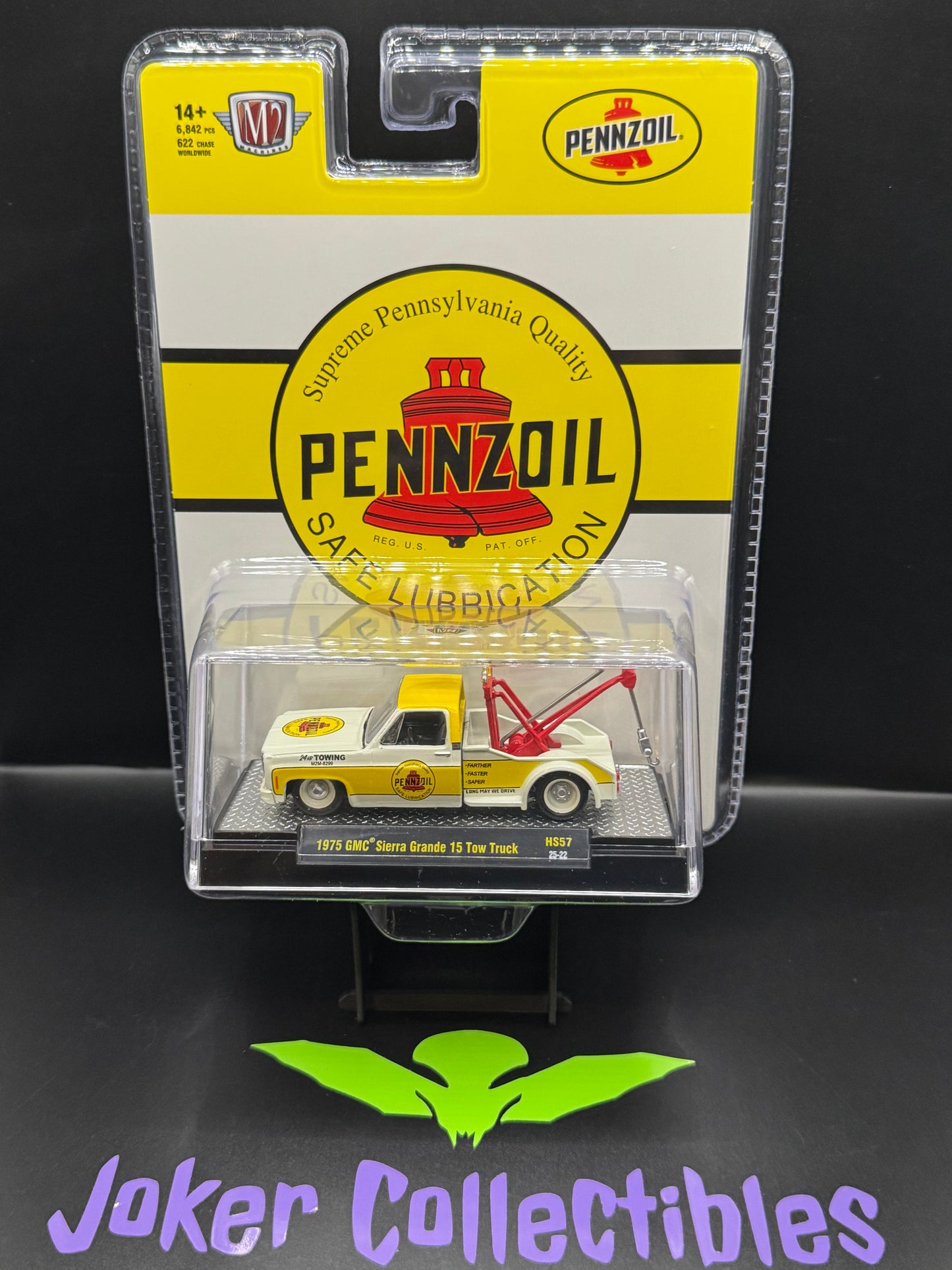 M2 Machines 1975 GMC Sierra Grande 15 Tow Truck Pennzoil Yellow Hobby Exclusive HS57 25-22
