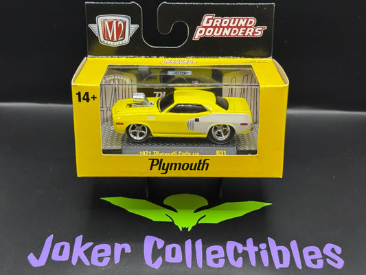 M2 Machines Ground Pounders Yellow 1971 Plymouth Cuda 440 R31 25-04