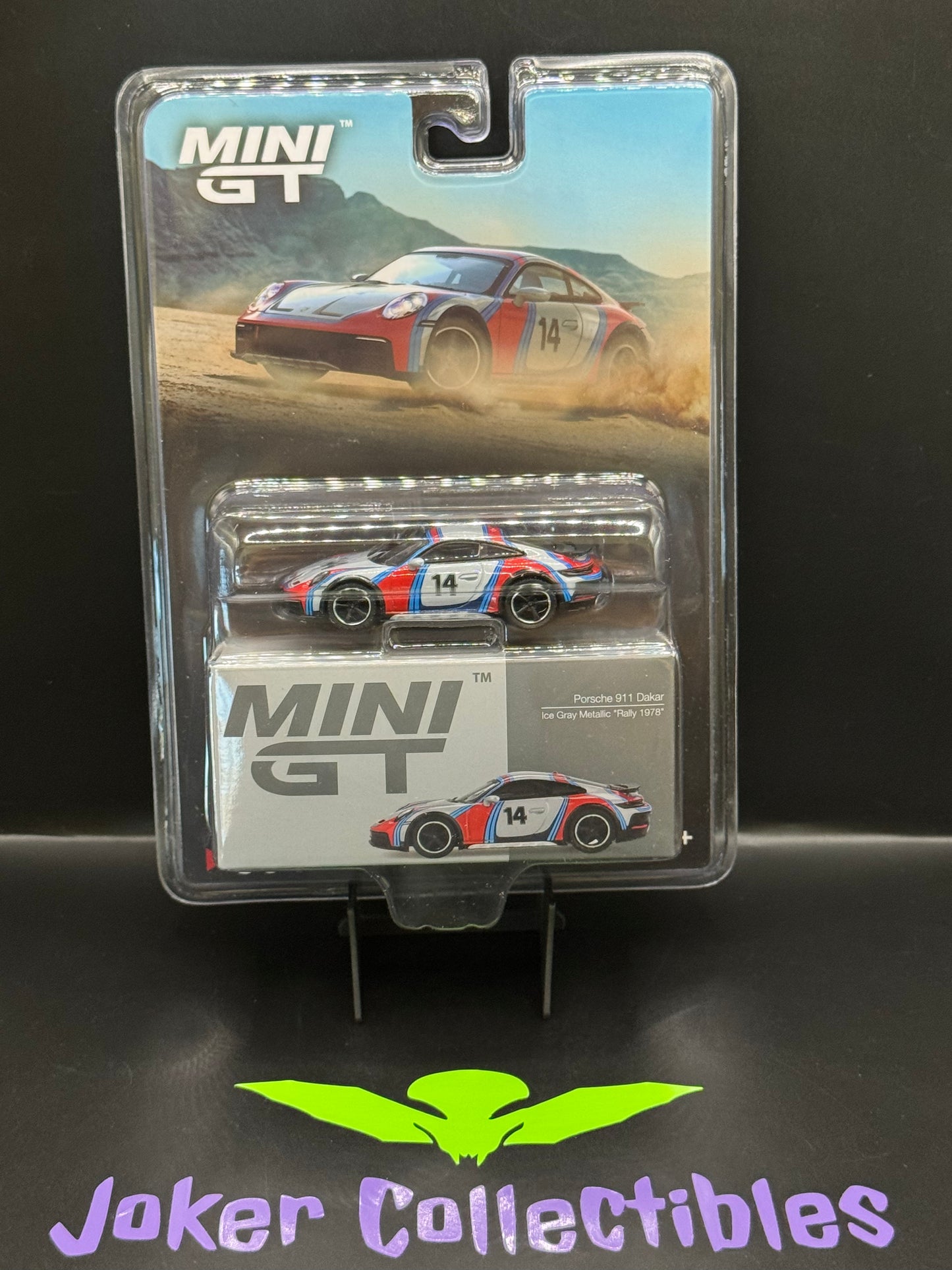 Mini GT #964 Porsche 911 Dakar Rally 1974 Ice Grey Metallic