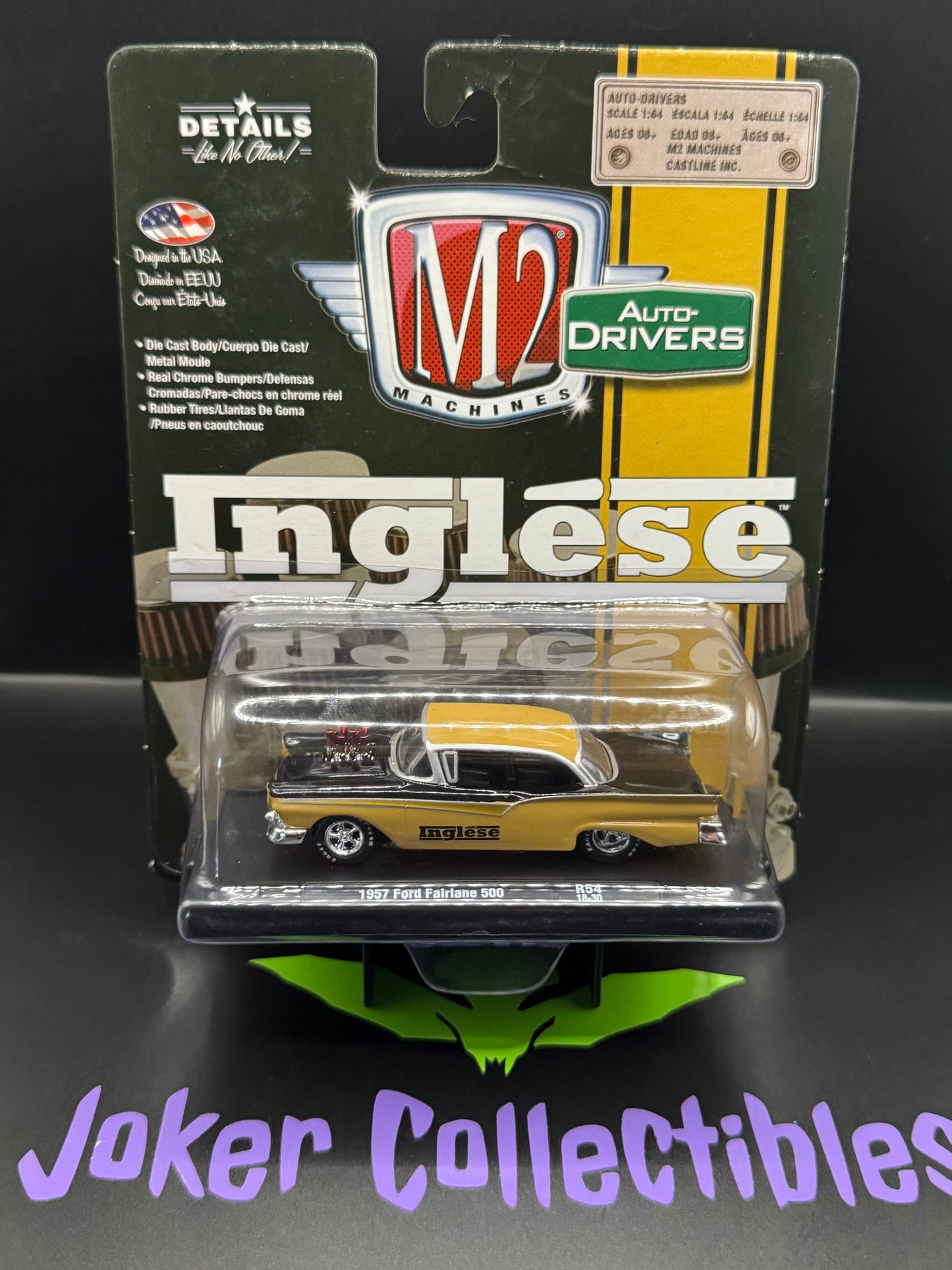 M2 Machines Auto-Drivers Inglese 1956 1957 Ford Fairlane 500 R54 18-30