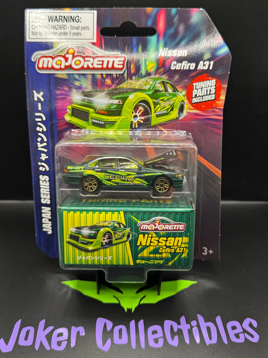 Majorette Deluxe Cars Japan Series Green Nissan Cefiro A31 with Tuning Parts