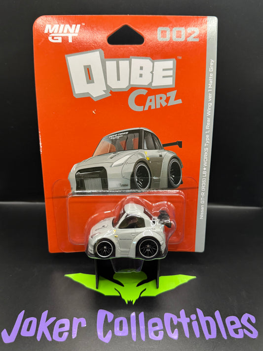 Mini GT QubeCarz Series 1 Liberty Walk Nissan GT-R R35 LB Works Type 1 Rear Wing ver 1 Matte Grey 002