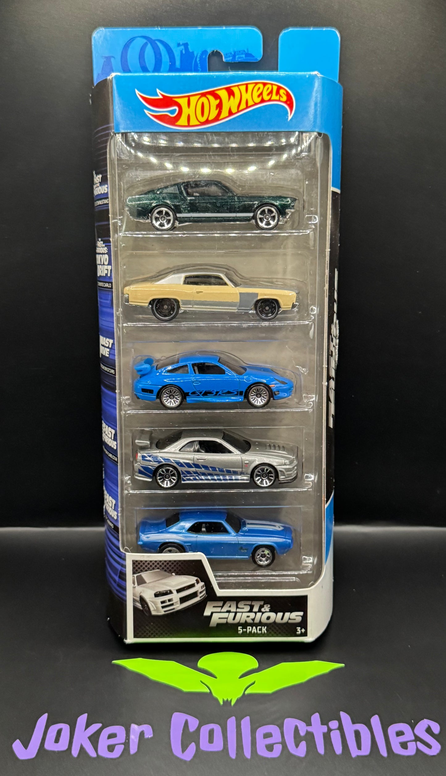 Hot Wheels 5 Pack Fast & Furious Mustang, Monte Carlo, Porsche 911 GT3, Skyline, Camaro