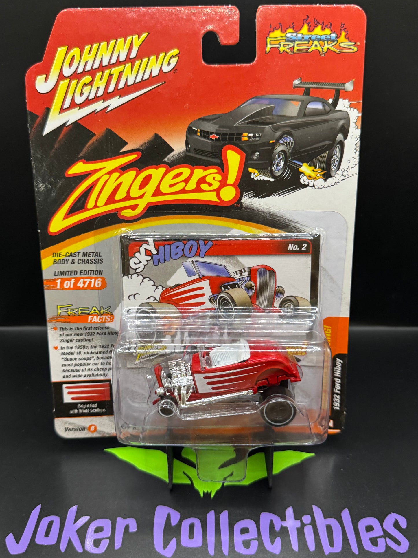 Johnny Lightning Street Freaks Zingers! 1932 Ford Hiboy # 2 Bright Red with White Scallops