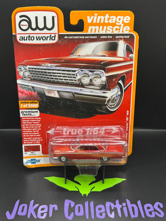 Auto World Vintage Muscle 1962 Chevy Impala SS 409 Roman Red #5