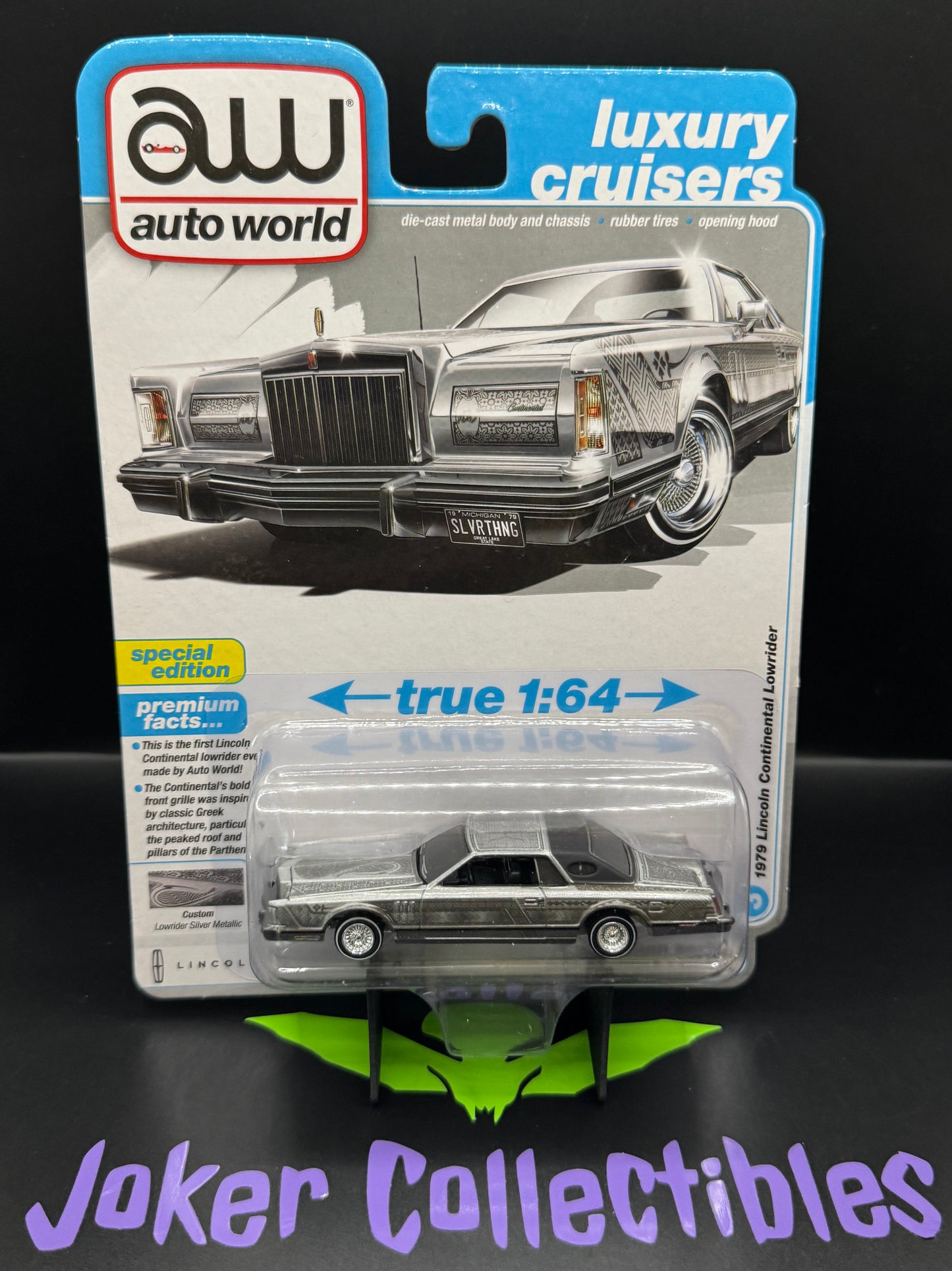 Auto World Luxury Cruisers 1979 Lincoln Continental Lowrider Custom Silver Metallic #3