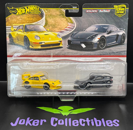 Hot Wheels Premium Car Culture 2 Pack Porsche 993 GT2 & Porsche 718 Cayman GT4