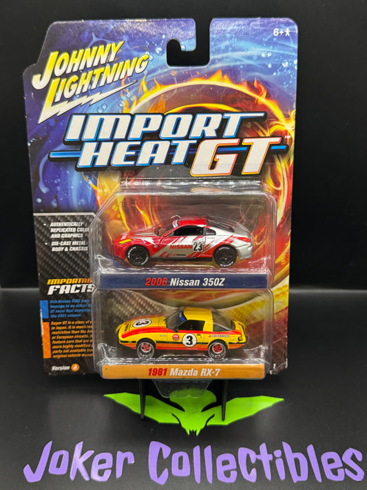 Johnny Lightning Import Heat GT 2 Pack 2006 Nissan 350Z & 1981 Mazda RX-7
