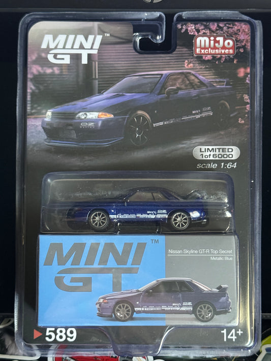 Mini GT 1:64 Nissan Skyline GT-R Top Secret VR32 Metallic Blue #589 MiJo Exclusives