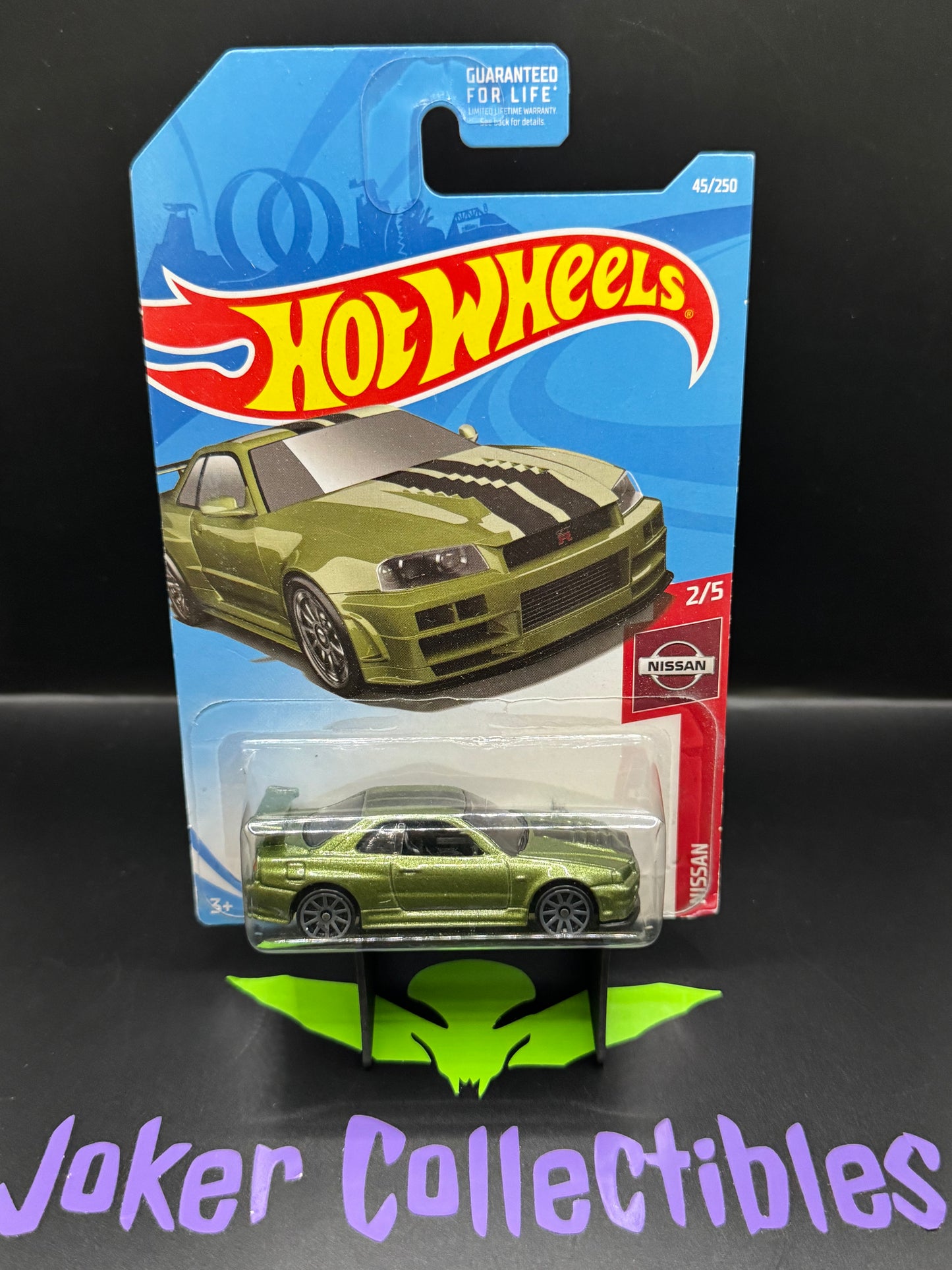 Hot Wheels Green Nissan Skyline GT-R (BNR34) 45/250 Nissan 2/5