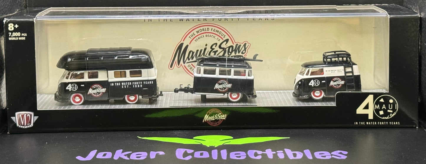 M2 Machines Auto-Haulers 1960 VW Delivery Van, Trailer, & 1959 VW Double Cab Truck R41 20-20 Maui & Sons