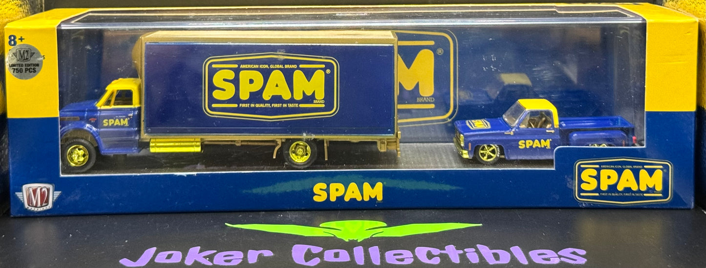 M2 Machines Auto-Haulers Chase Spam 1968 Chevrolet C60 Truck & 1979 Chevrolet Silverado Stepside R55 22-10