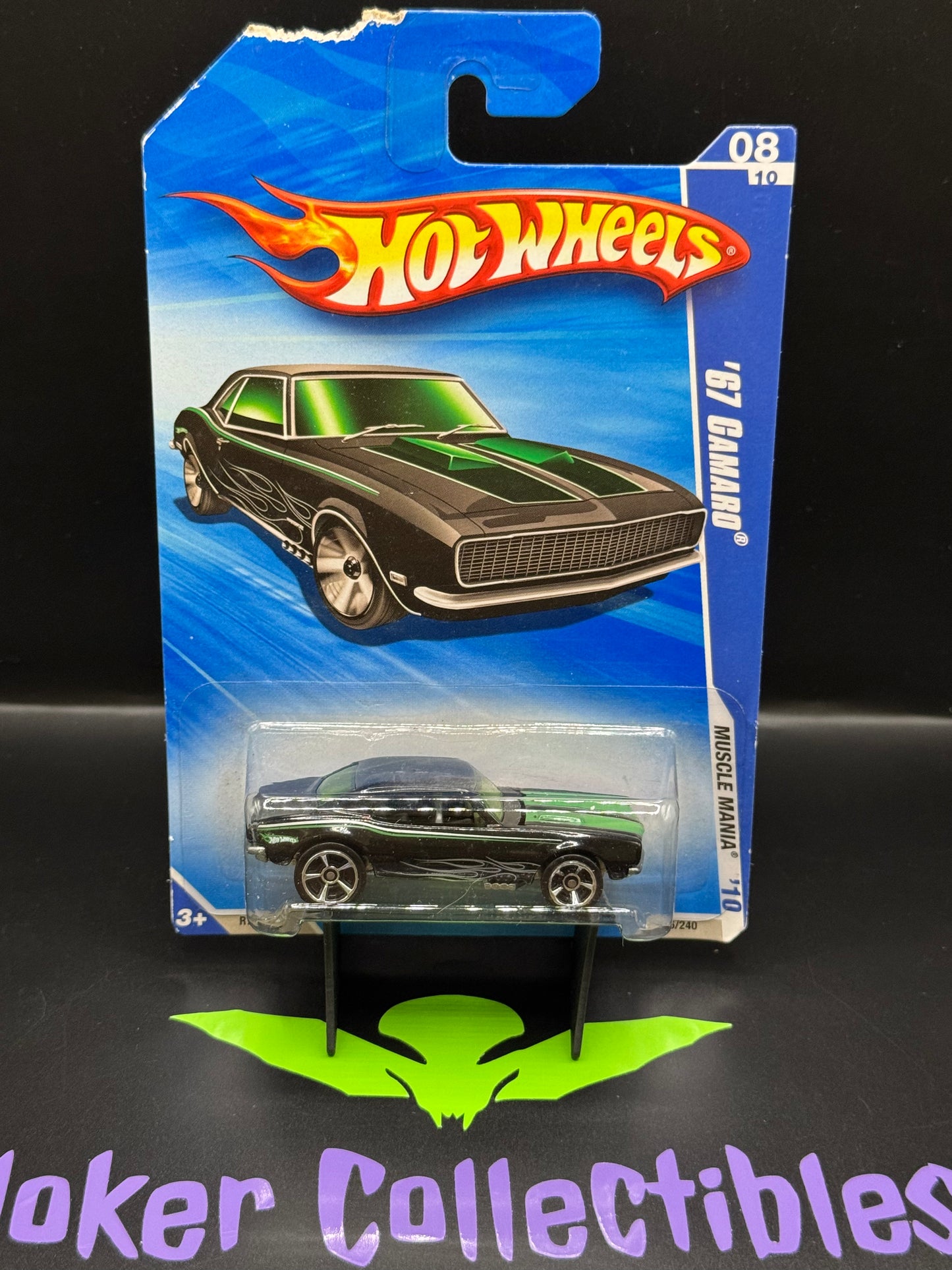 Damaged Card Hot Wheels 2010 Black '67 Camaro 086/240 Muscle Mania 08/10