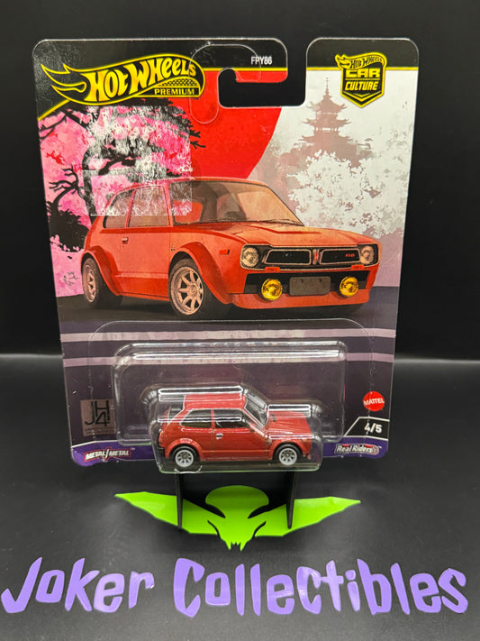 Damaged Card Hot Wheels Premium Car Culture Japan Historics 4 '73 Honda Civic Custom # 4/5
