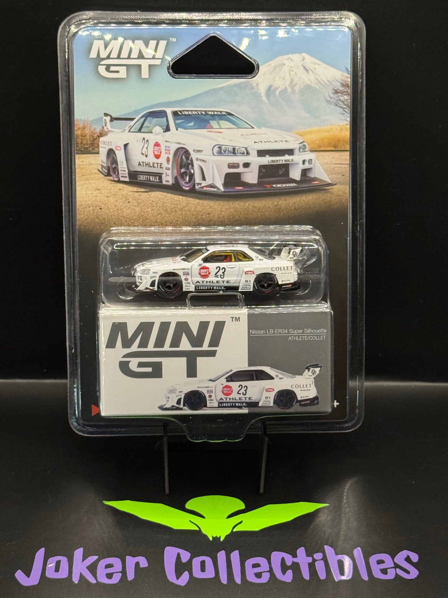 Mini GT #1059 Nissan LB-ER34 Super Silhouette ATHLETE/COLLET White