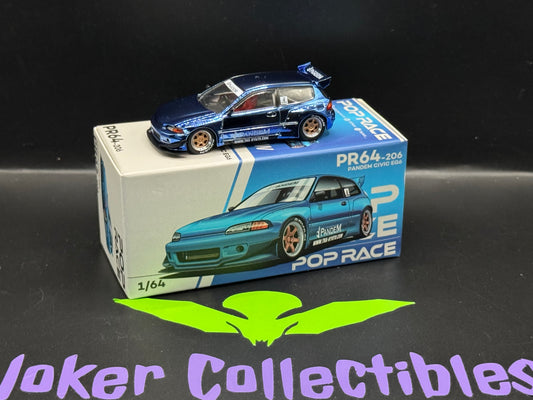 Pop Race Pandem Honda Civic EG6 Blue Chrome PR64-206