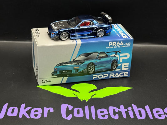 Pop Race Mazda RX-7 Re-Amemiya Widebody Blue Chrome PR64-223