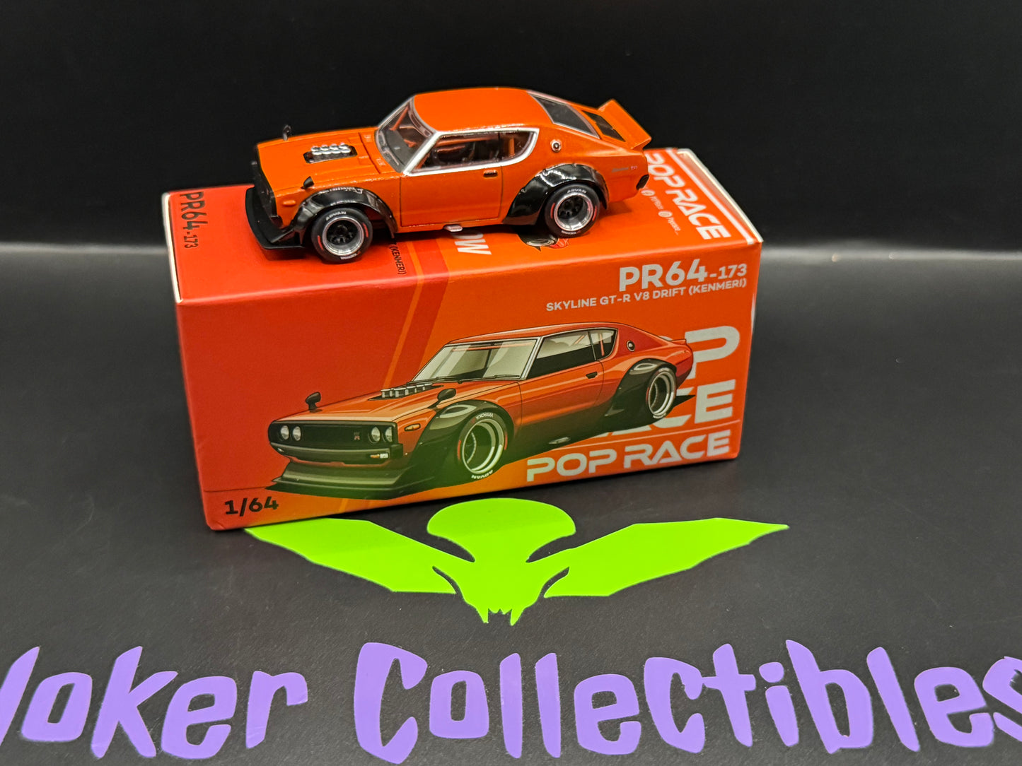 Pop Race Nissan Skyline GT-R V8 Drift Kenmeri Orange PR64-173