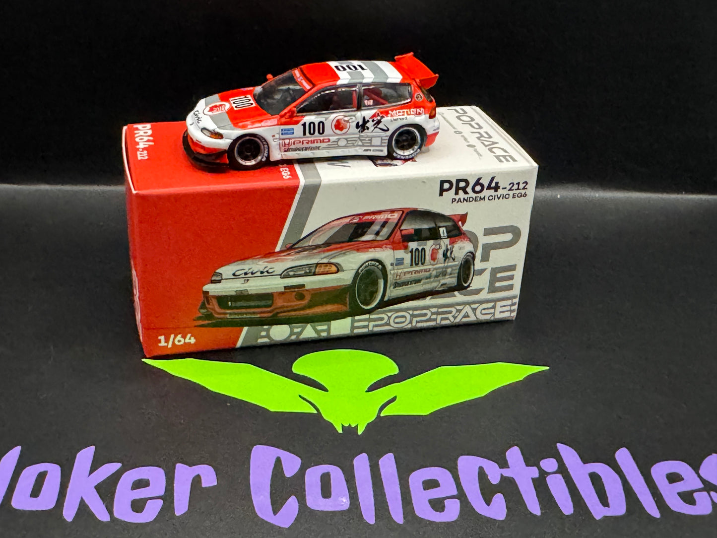 Pop Race Pandem Honda Civic EG6 v1.5 Idemitsu Motion Infinite Red White PR64-212