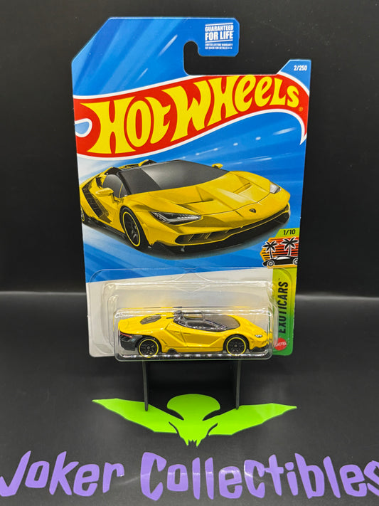 Hot Wheels 2026 Yellow '16 Lamborghini Centenario Roadster 2/250 Exoticars 1/10 A Case
