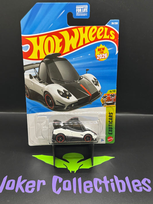 Hot Wheels 2026 White Pagani Zonda Cinque 26/250 Exoticars 4/10 B Case