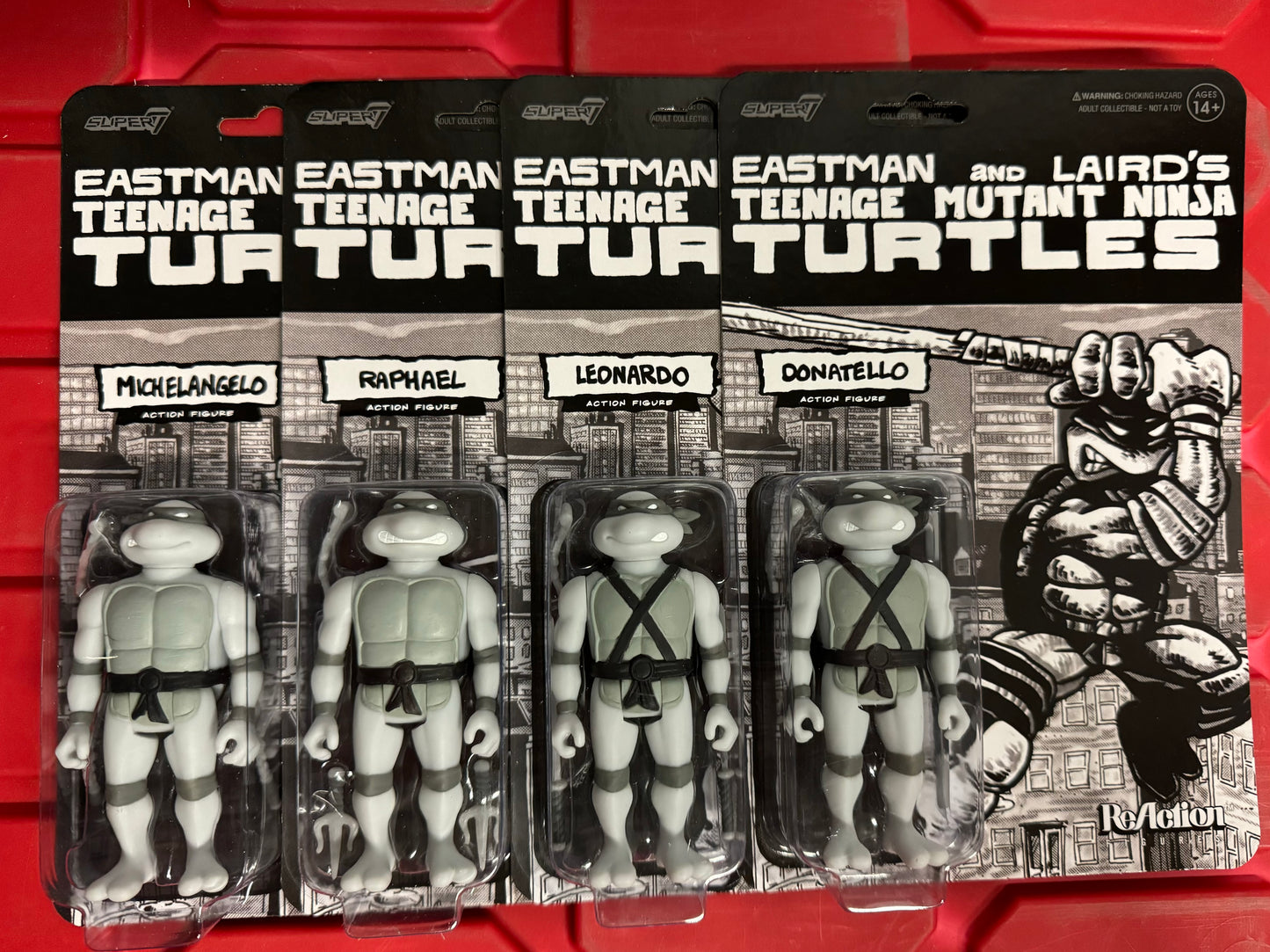 ReAction Super7 Teenage Mutant Ninja Turtles Comic Greyscale Action Figures 3 3/4-Inch