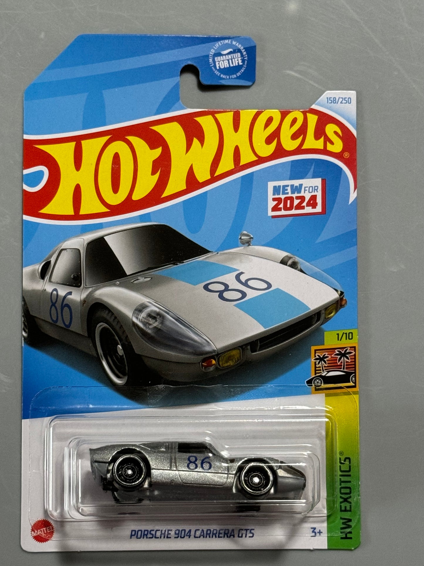 Hot Wheels 2024 Silver Porsche 904 Carrera GTS # 158/250 HW Exotics # 1/10  - H Case