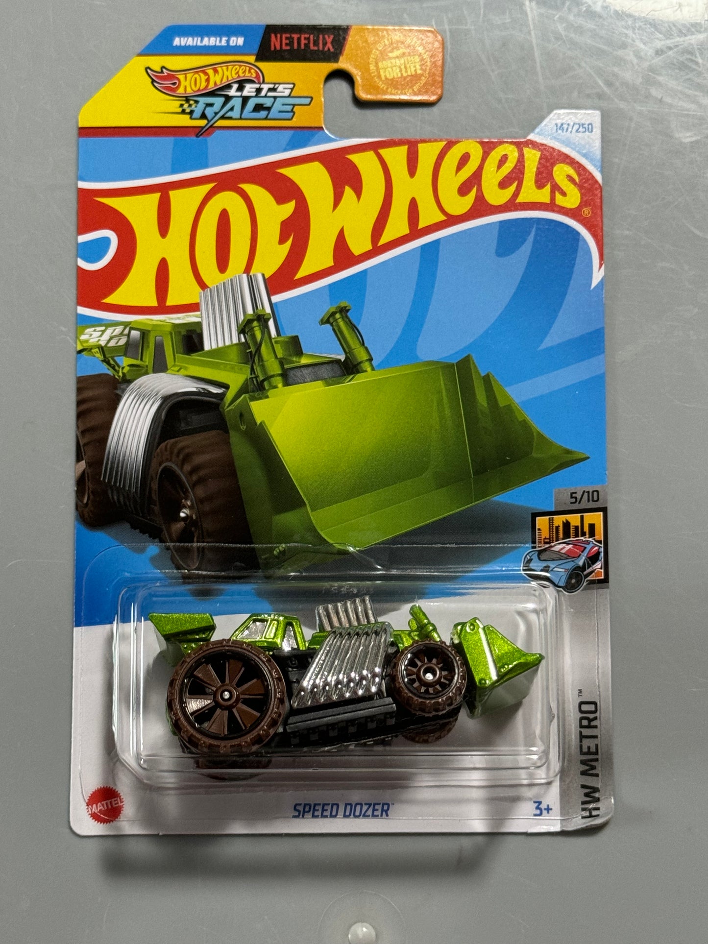 Hot Wheels 2024 Let's Race Green Speed Dozer # 147/250 HW Metro # 5/10 - H Case