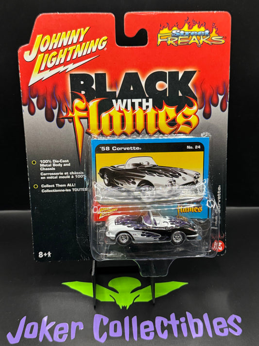 Johnny Lightning Street Freaks Black with Flames '58 Corvette # 24