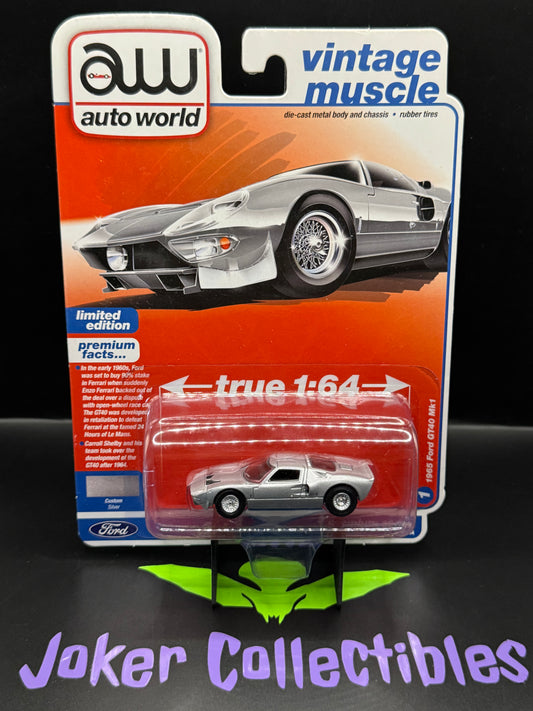 Auto World Vintage Muscle 1965 Ford GT40 Mk1 Custom Silver #1