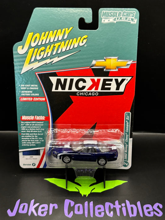 Johnny Lightning Muscle Cars U.S.A. Nickey Chicago 2002 Nickey Chevy Camaro ZL1 Navy Blue Metallic #2